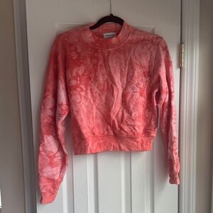 Cotton Citizen Pink Coral Tie-Dye Cropped Sweatshirt